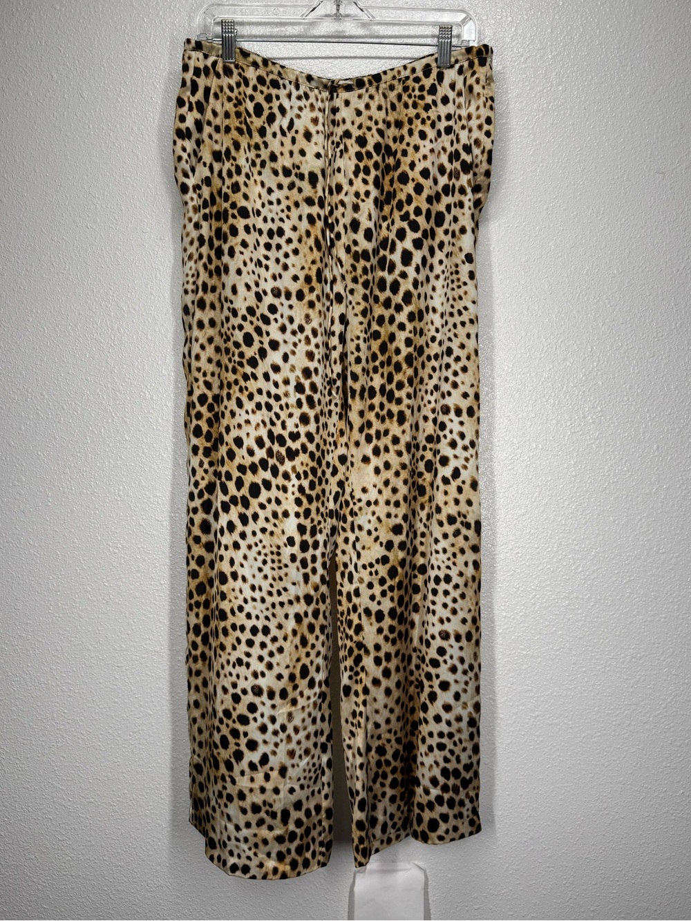 ZARA Leopard/Animal Print  Satin Lounge Pants  Wide Leg Large NWT